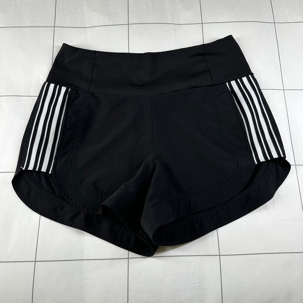 Athleta Shorts Womens 4 Black White Ascender Side Stripe Athletic Workout Gym